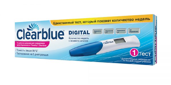 Цифровой тест на беременность Сlearblue в упаковке