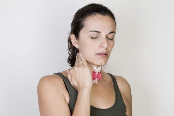 щитовидная железа у женщины — нарисована в области горла